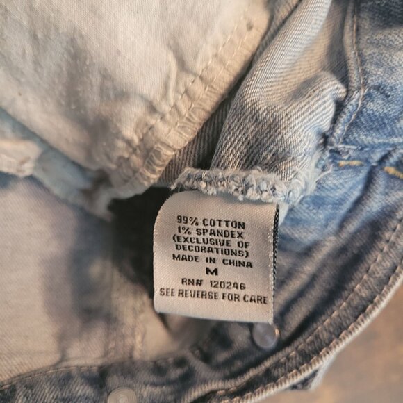 Wallflower Denim Vest M Floral Embroidered Ripped Medium Light Wash Fray Detail - Picture 5 of 8